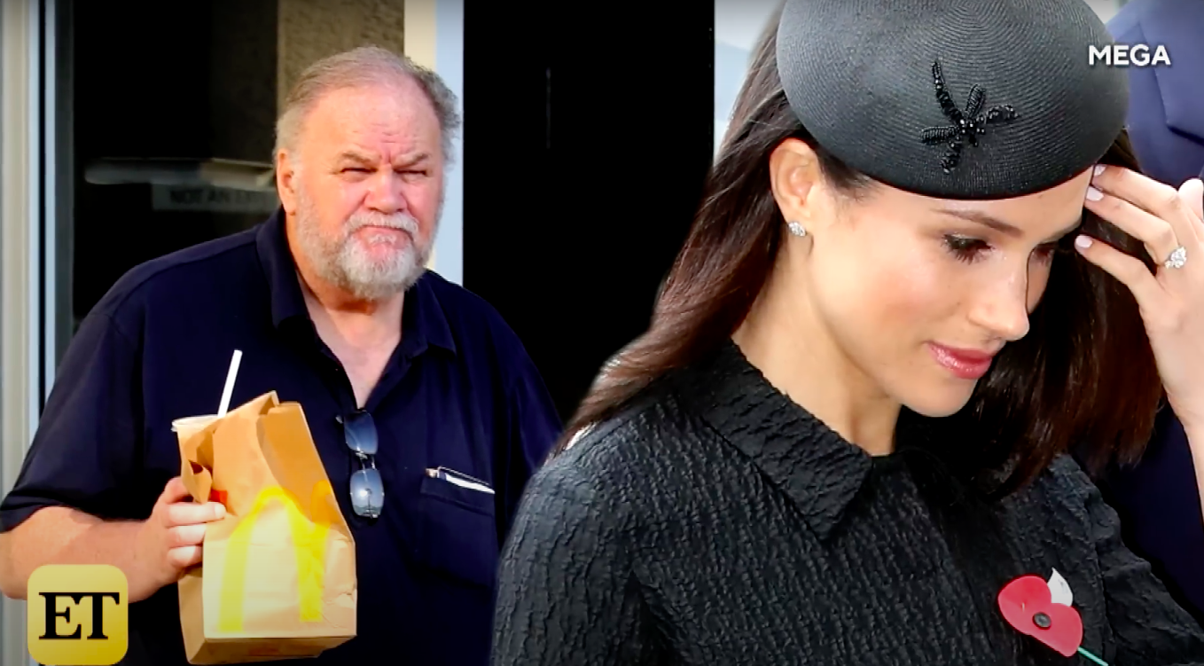 Thomas Markle and a photo of Meghan Markle, posted on January 23, 2020 | Source: YouTube/Entertainment Tonight