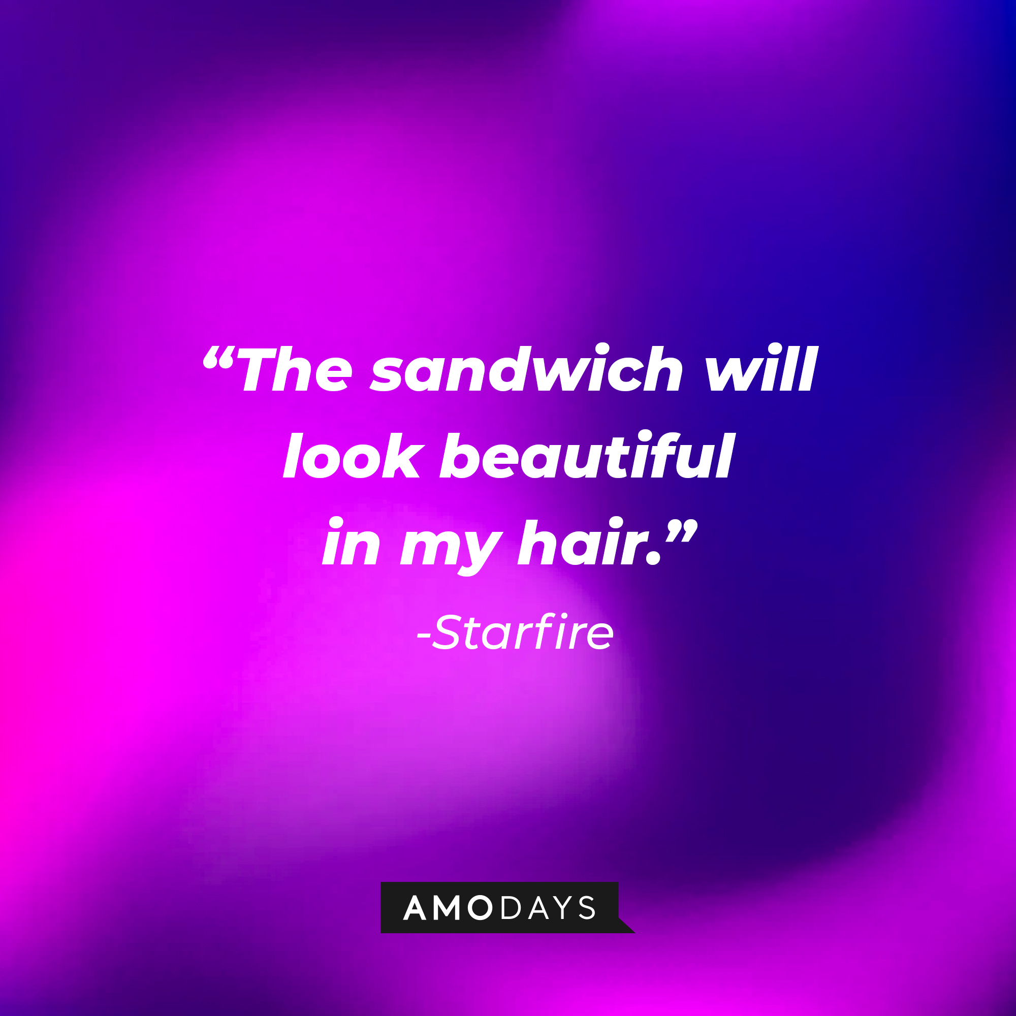 Starfire’s quote: "The sandwich will look beautiful in my hair." | Source: AmoDays