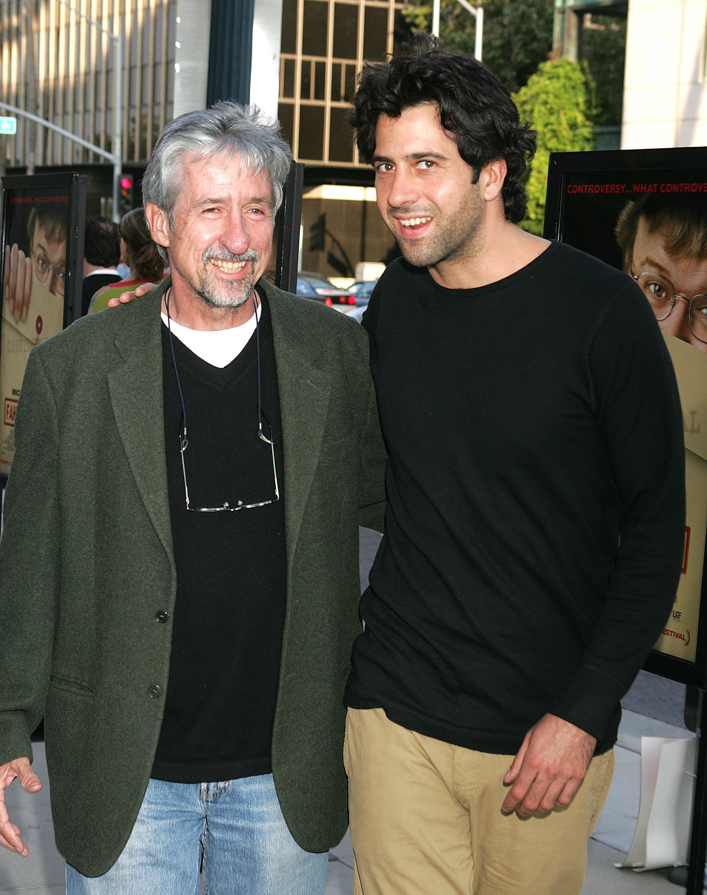 Tom Hayden and Troy Garity attend the premiere of "Fahrenheit 9/11" at the Academy Theatre on June 8, 2004, in Beverly Hills, California | Source: Getty Images
