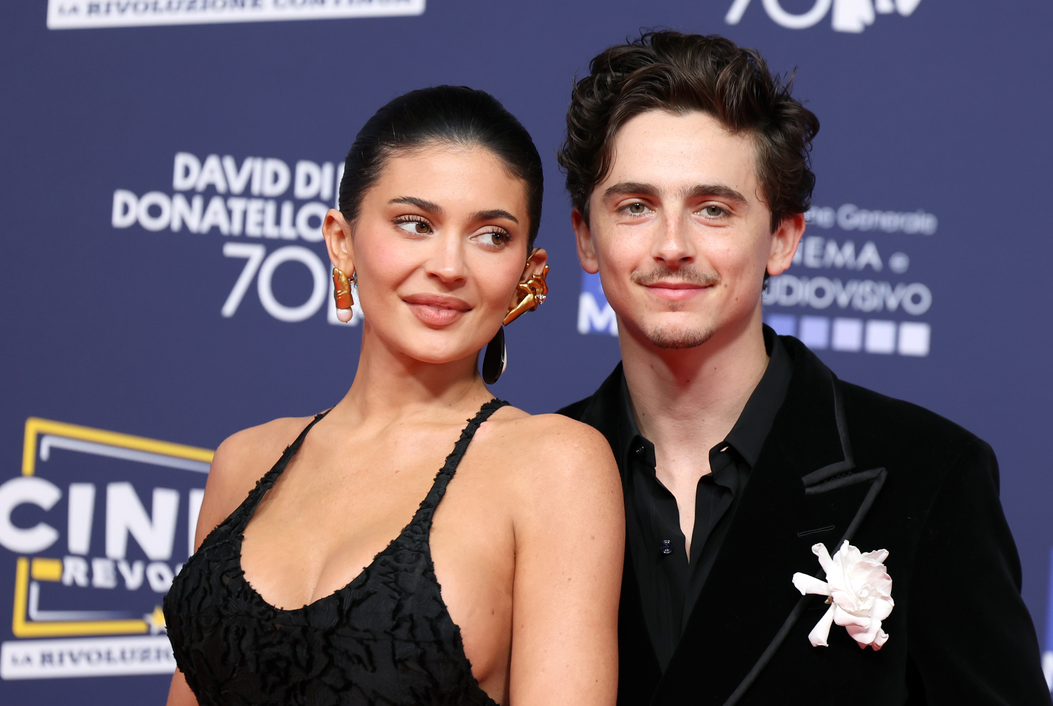 Kylie Jenner and Timothée Chalamet pose together on the red carpet at the 70th David di Donatello Awards in Rome on May 7, 2025 | Source: Getty Images
