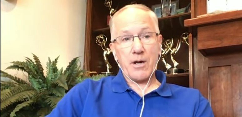 Doc Emrick in an interview with Mike Tirico to discuss NHL issues on NBC | Photo: Youtube/ NBC Sports