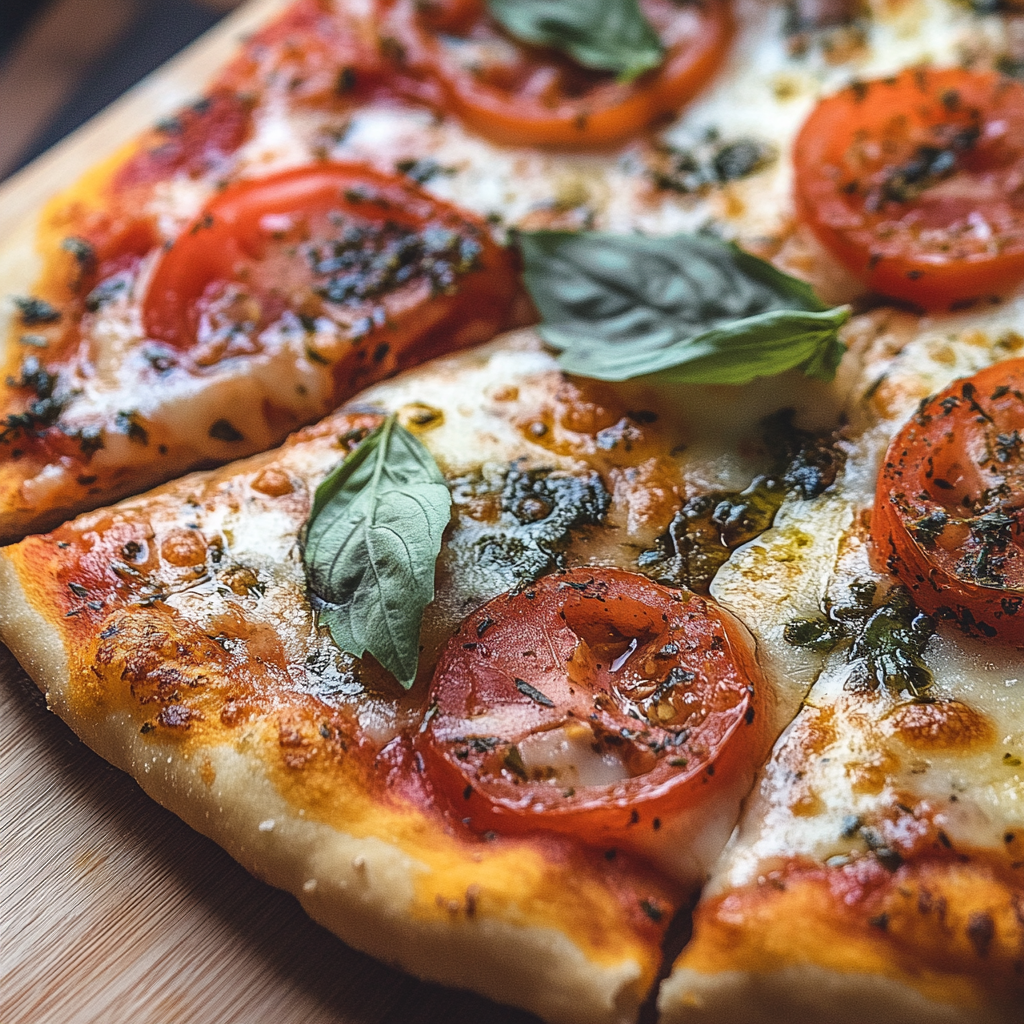 A close up of a pizza | Source: Midjourney