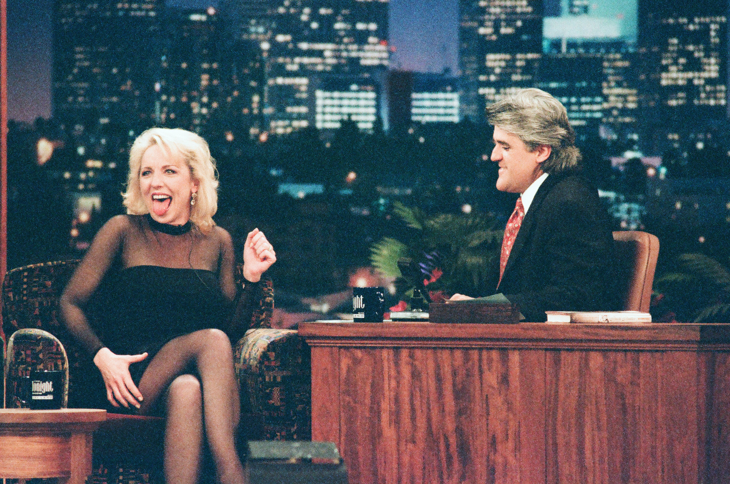 Brett Butler during an interview with host Jay Leno on May 6, 1996, on "The Tonight Show with Jay Leno" | Source: Getty Images