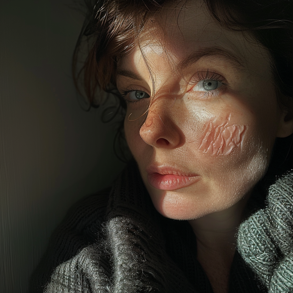 A woman with a scar on her face | Source: Midjourney
