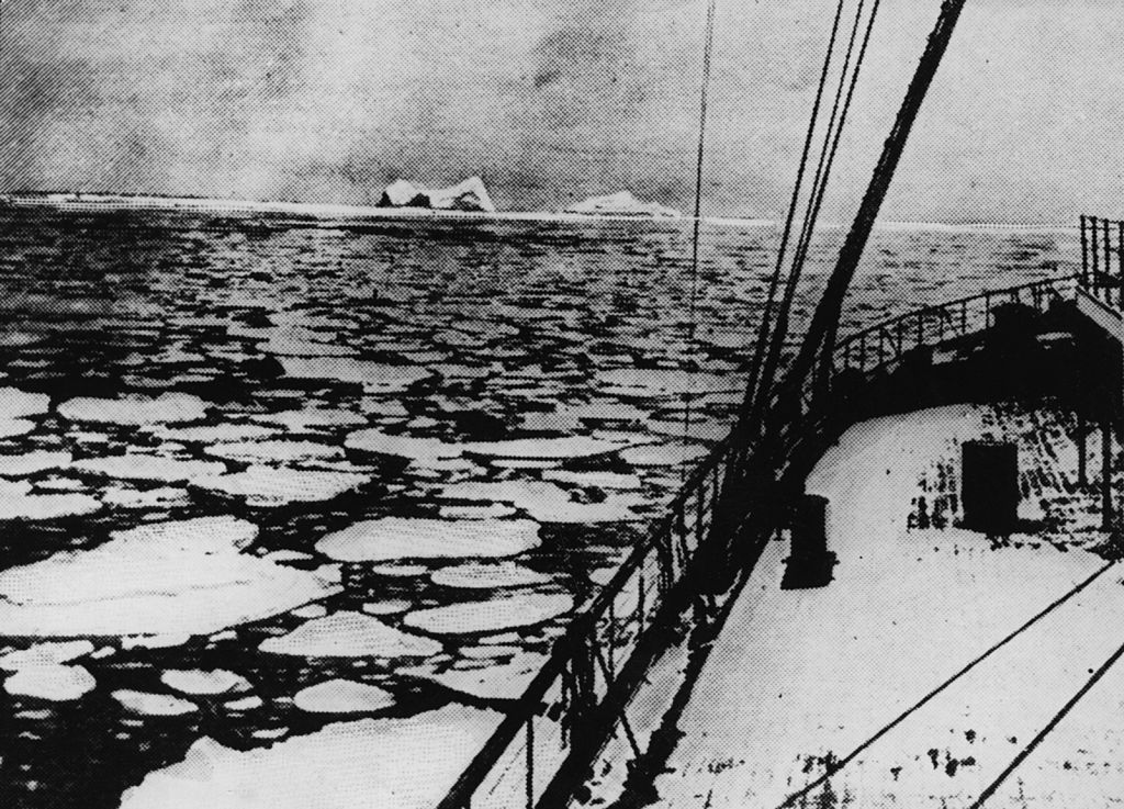 Latitude 41' 46N and longitude 50' 14W, the place where the 'Titanic' sank on April 4, 1912: . Original Publication: The Graphic - pub. 1912. | Source: Getty Images