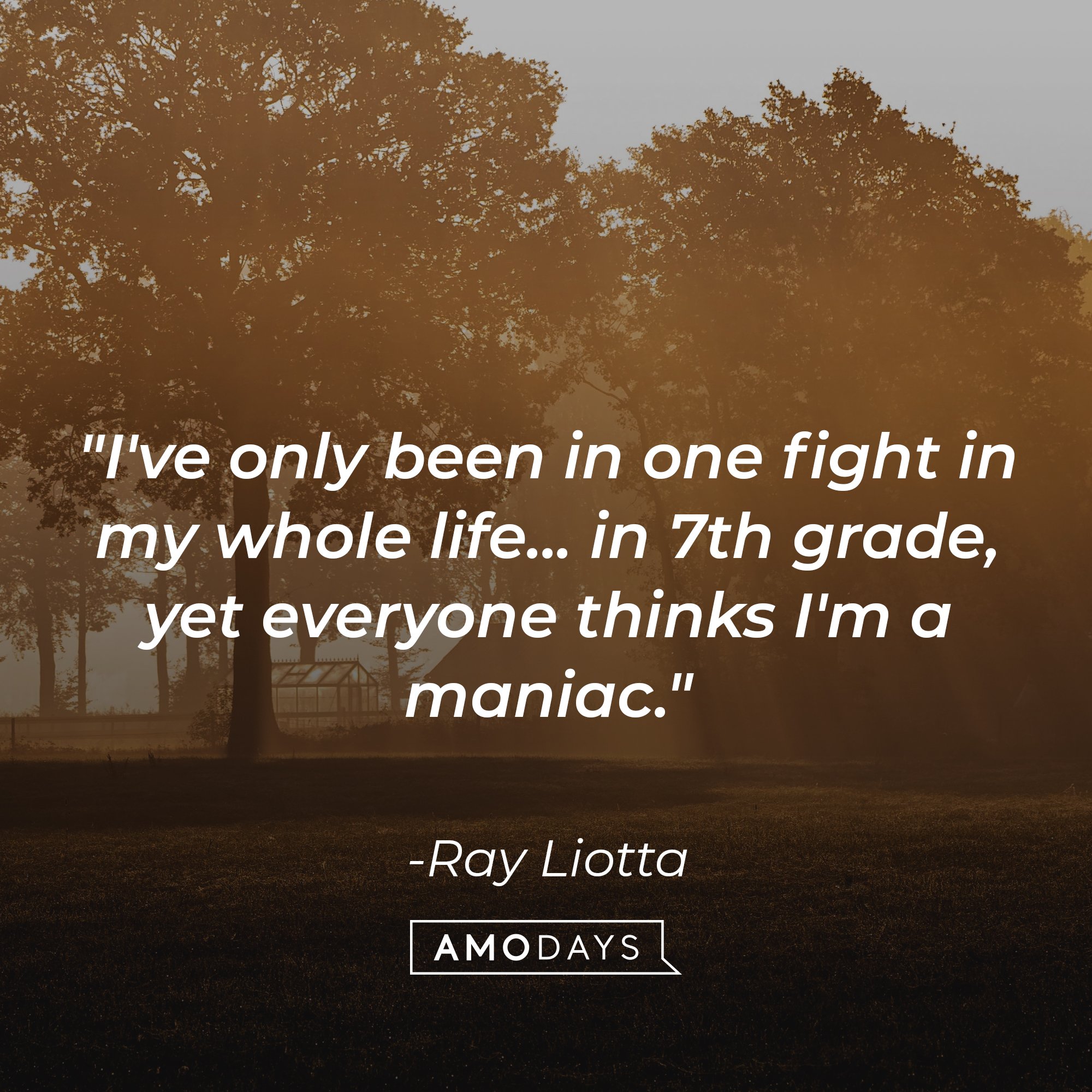 Ray Liotta’s quote: "I've only been in one fight in my whole life... in 7th grade, yet everyone thinks I'm a maniac." | Image: AmoDays