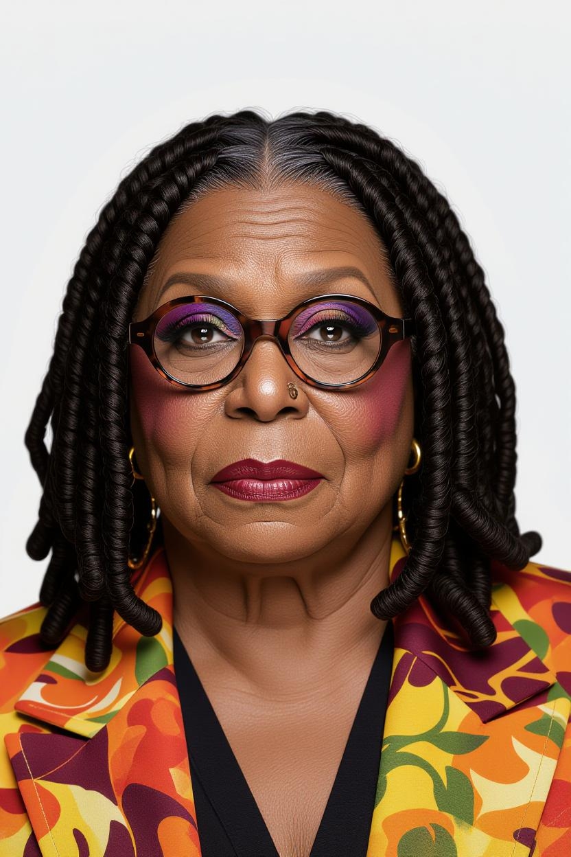 An AI-generated image of Whoopi Goldberg with full glam. | Source: Grok