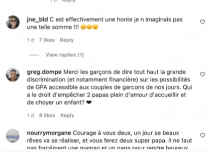 Commentaires des internautes sur le post de Mathieu et Alexandre. | Photo : Instagram / mathieu.et.alexandre