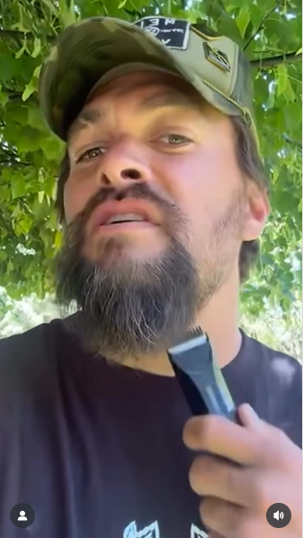 Jason Momoa shaving his signature beard, from a post dated July 30, 2025 | Source: Instagram/prideofgypsies
