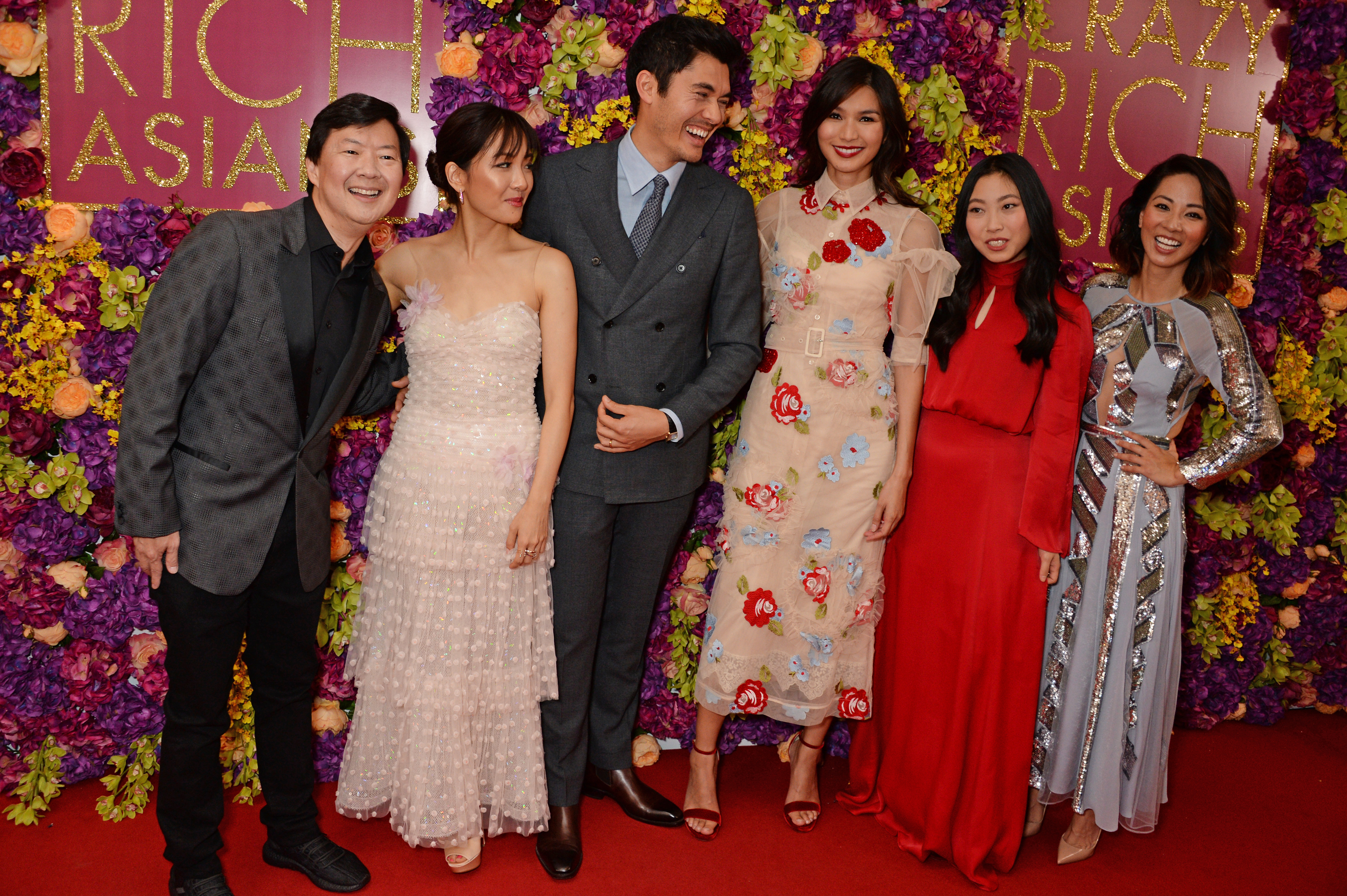 Ken Jeong, Constance Wu, Henry Golding, Gemma Chan, Awkwafina, and Jing Lusi at a special screening of "Crazy Rich Asians" on September 4, 2018, in London, England. | Source: Getty Images