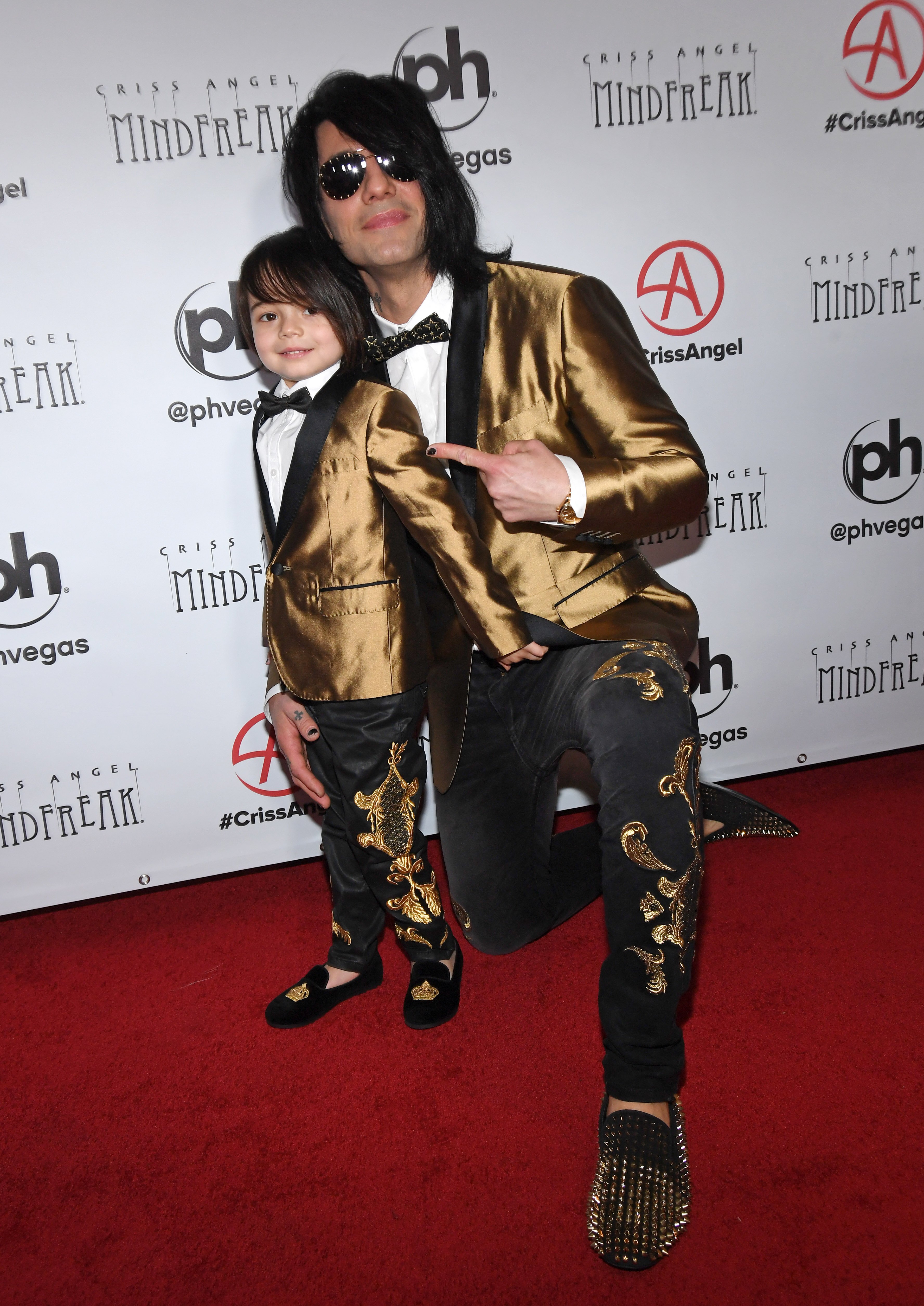 Criss Angel and his son Johnny Crisstopher attend the opening of "Criss Angel MINDFREAK" in Las Vegas, Nevada on January 19, 2019 | Photo: Getty Images