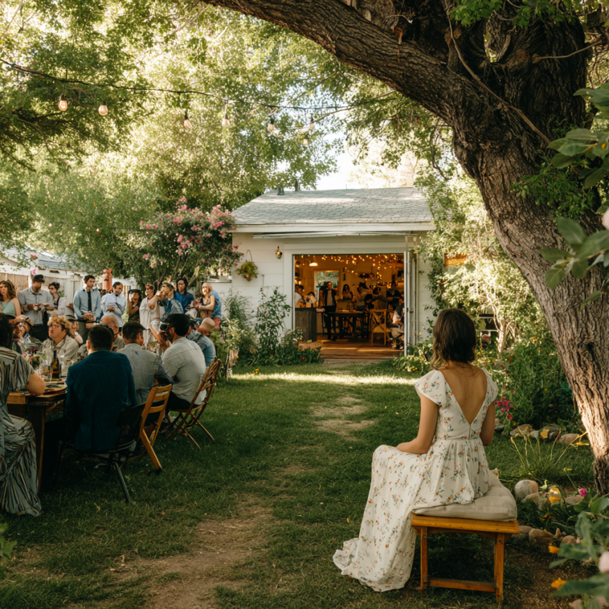 A backyard wedding | Source: Midjourney