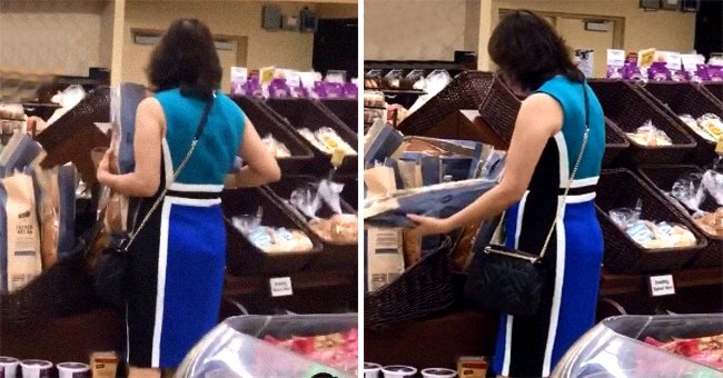 Woman checking out loaves lined in a woven shelf | Photo: tiktok.com/shawnleighman