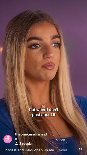 Still in the same confessional setting, Andre's expression has shifted — her lips pressed together slightly, her eyes steady — as she describes the disconnect between her private family life and the commentary that surfaces online whenever she goes a stretch without posting. | Source: Instagram/theprincessdiaries.tv