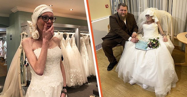 [Left] Jen Cooper in her wedding dress. [Right] Jen and Ben Cooper on their wedding day. | Photo: twitter.com/bcoops_online 