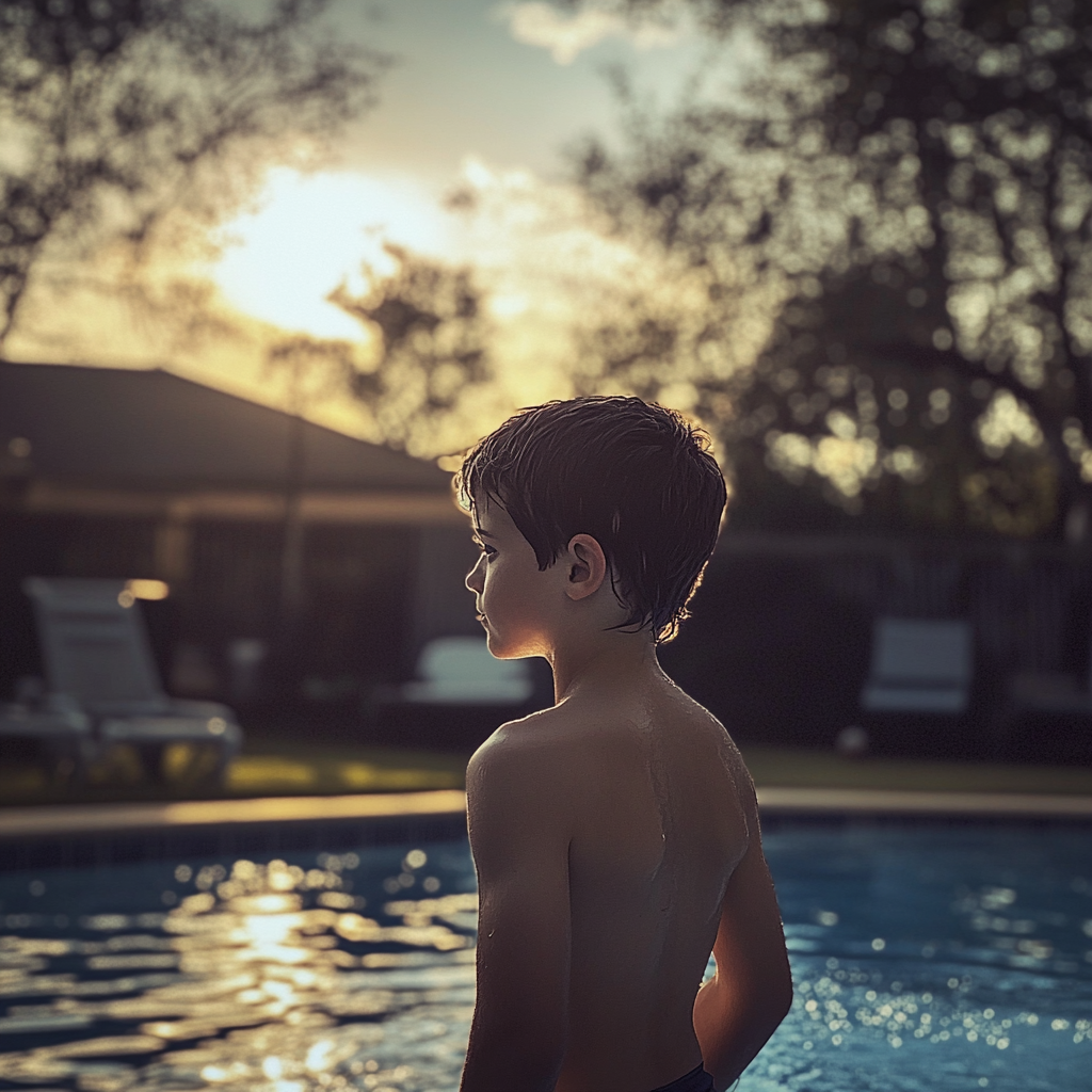 A young boy swimming | Source: Midjourney