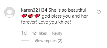 A fans' comment on Khole Kardashian's post. | Photo: instagram.com/khloekardashian