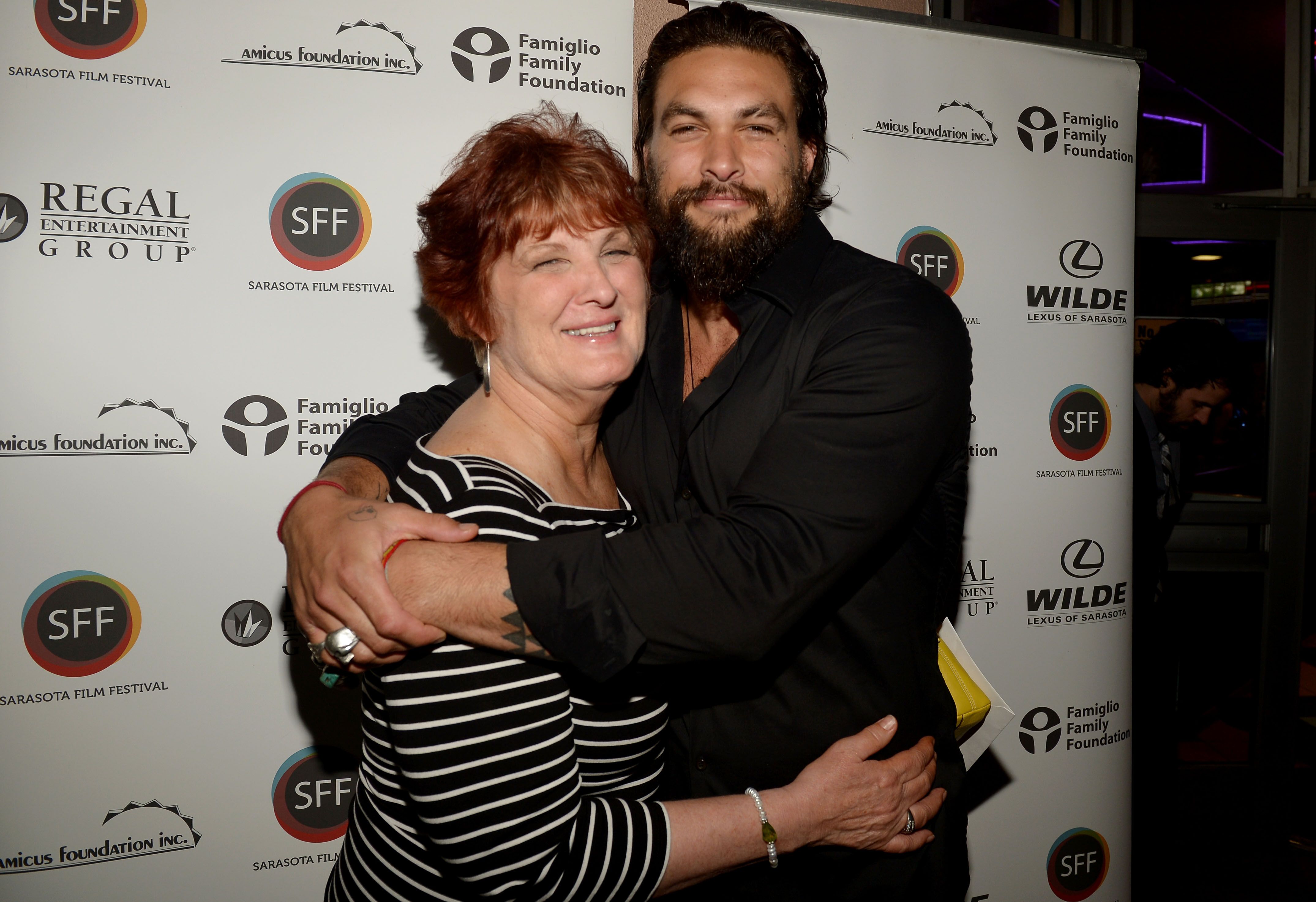 Jason Momoa and Coni Momoa during the screening of "Road to Paloma'" at the Sarasota Film Festival at Regal Cinemas Hollywood Stadium on April 12, 2014, in Sarasota, Florida. | Source: Getty Images