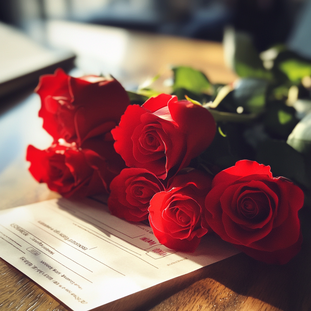 A receipt for red roses | Source: Midjourney