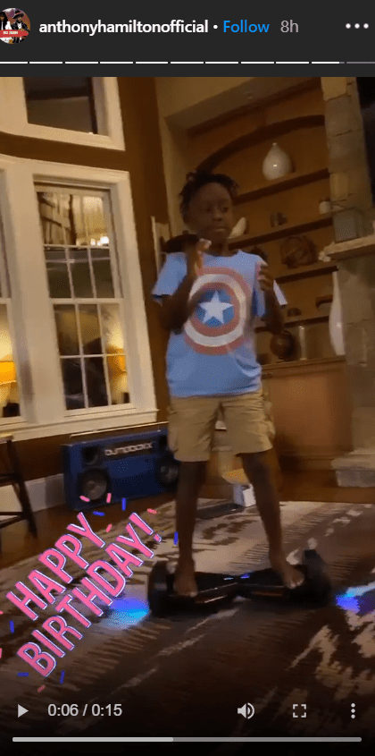 Anthony Hamilton's son, Princeton pictured on a hoverboard on his birthday. | Photo: Instagram/@Anthony Hamilton