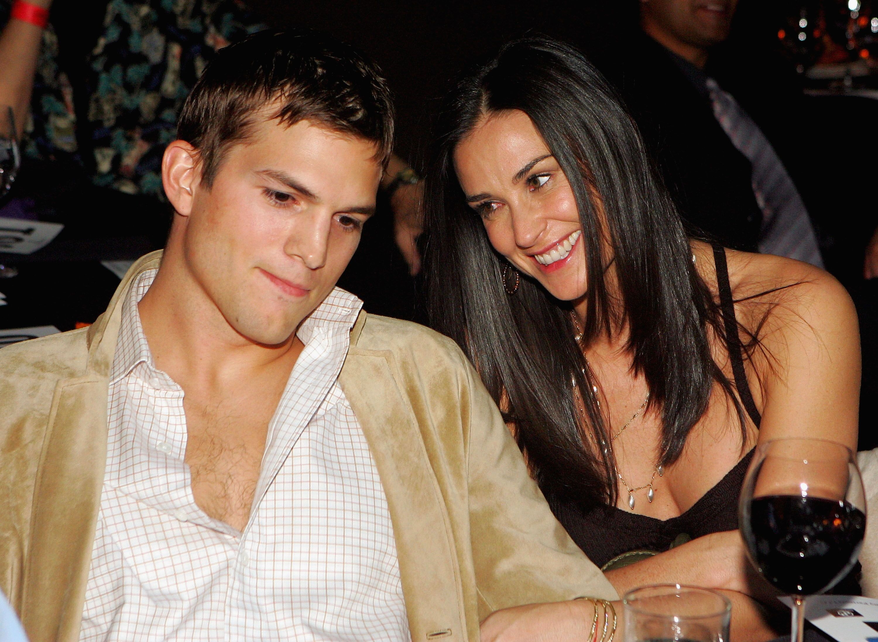 Ashton Kutcher and Demi Moore during Ubid.com Joins Forces with Hollywood Stars to Launch Celebrity Auction to Benefit Hurricane Victims. | Source: Getty Images