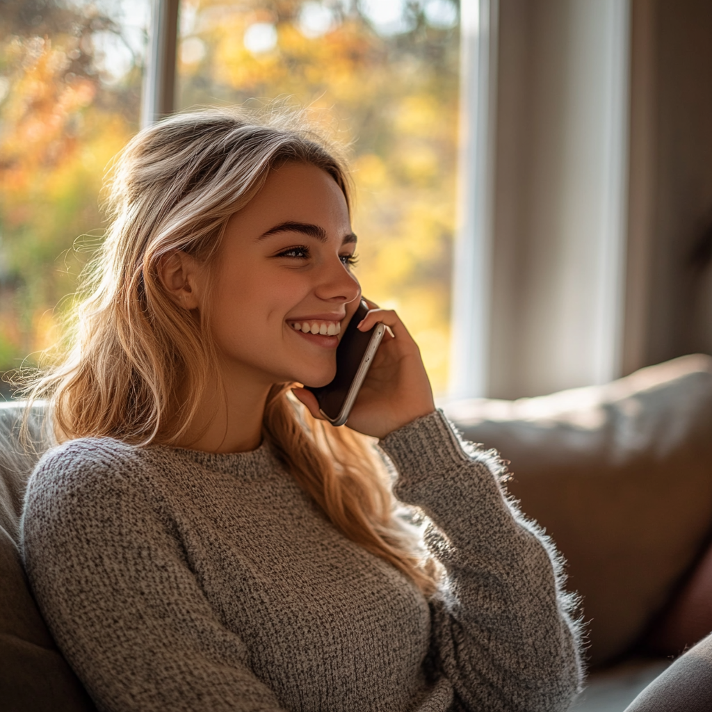 A young woman talking on her phone | Source: Midjourney