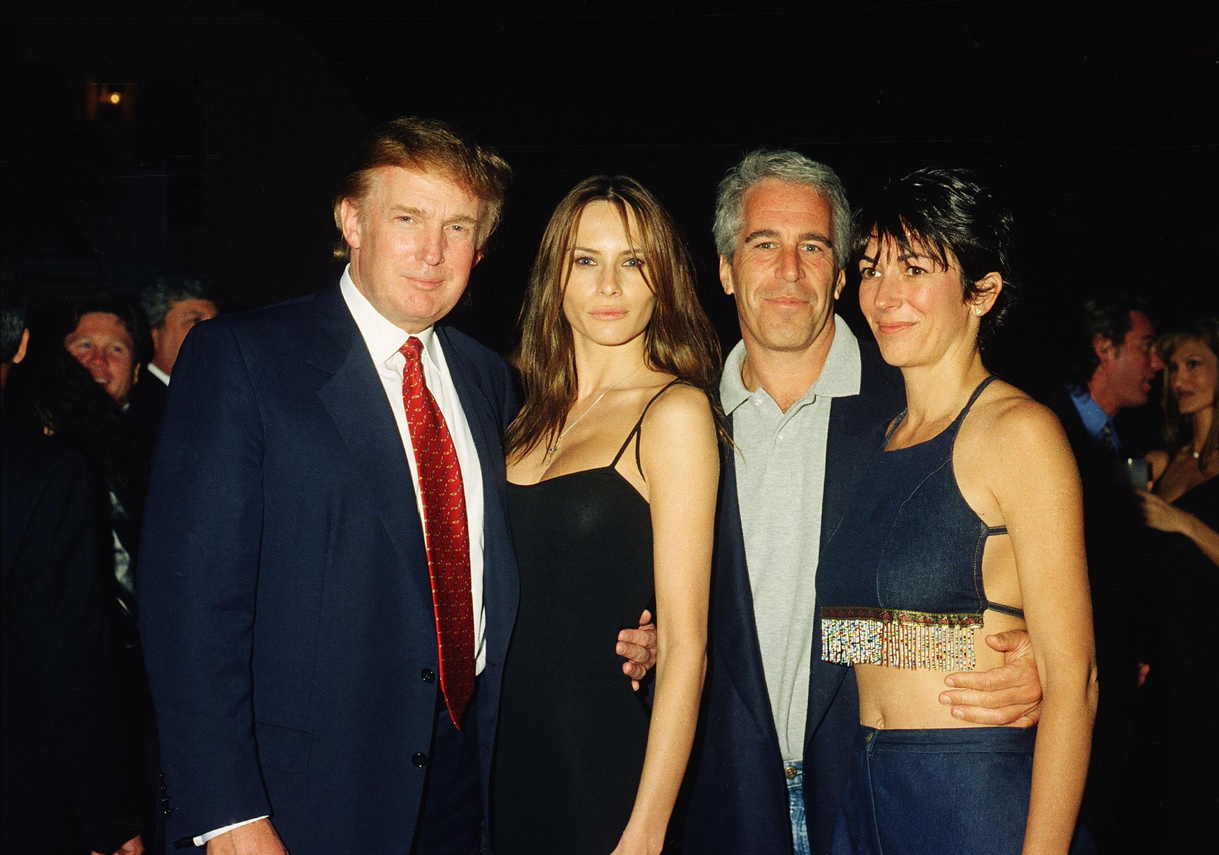 Donald Trump, Melania Knauss (now Trump), Jeffrey Epstein, and Ghislaine Maxwell at the Mar-a-Lago club in Palm Beach, Florida, on February 12, 2000 | Source: Getty Images