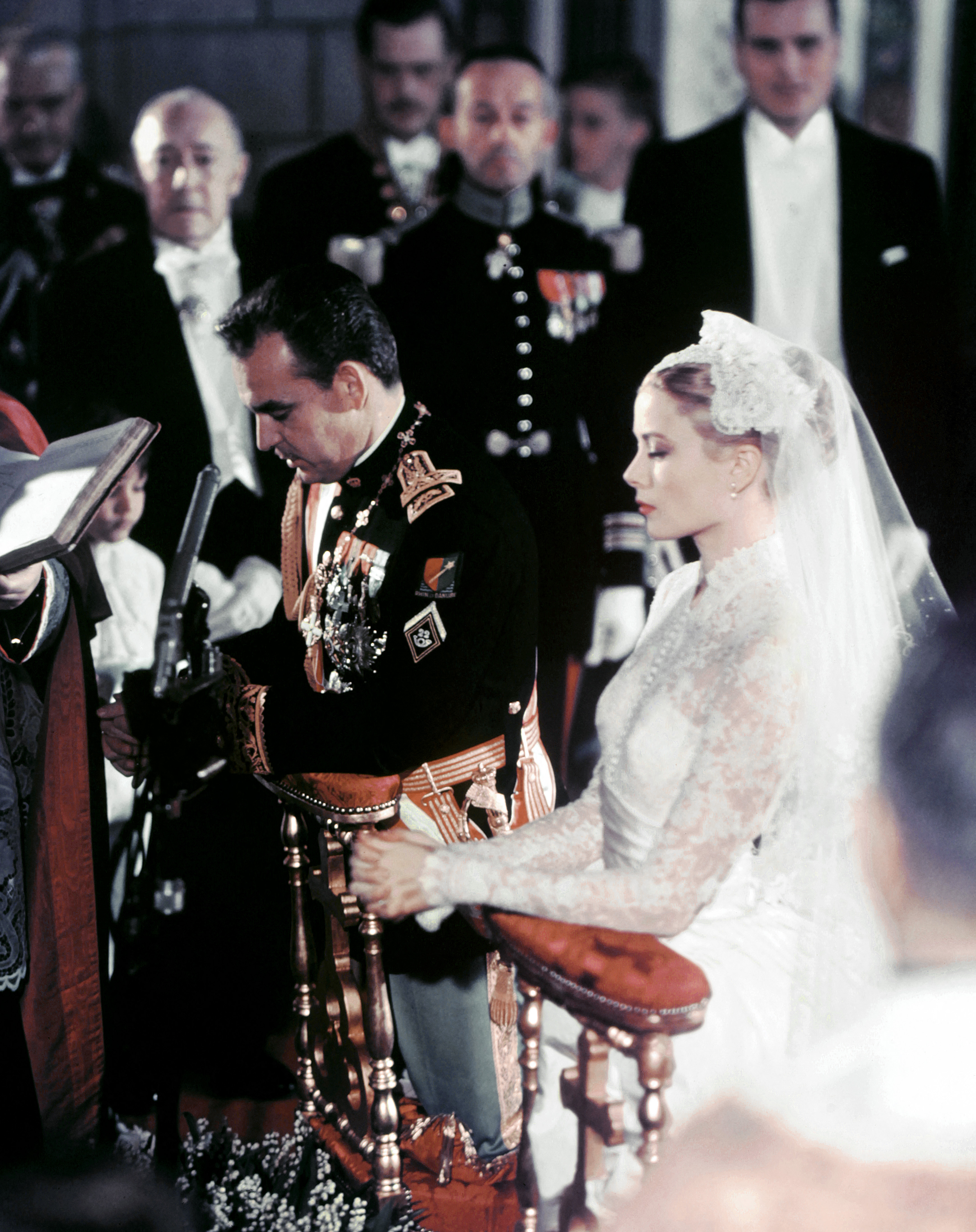 Prince Rainier III and Grace Kelly during their wedding ceremony on April 19, 1956, in Monaco. | Source: Getty Images