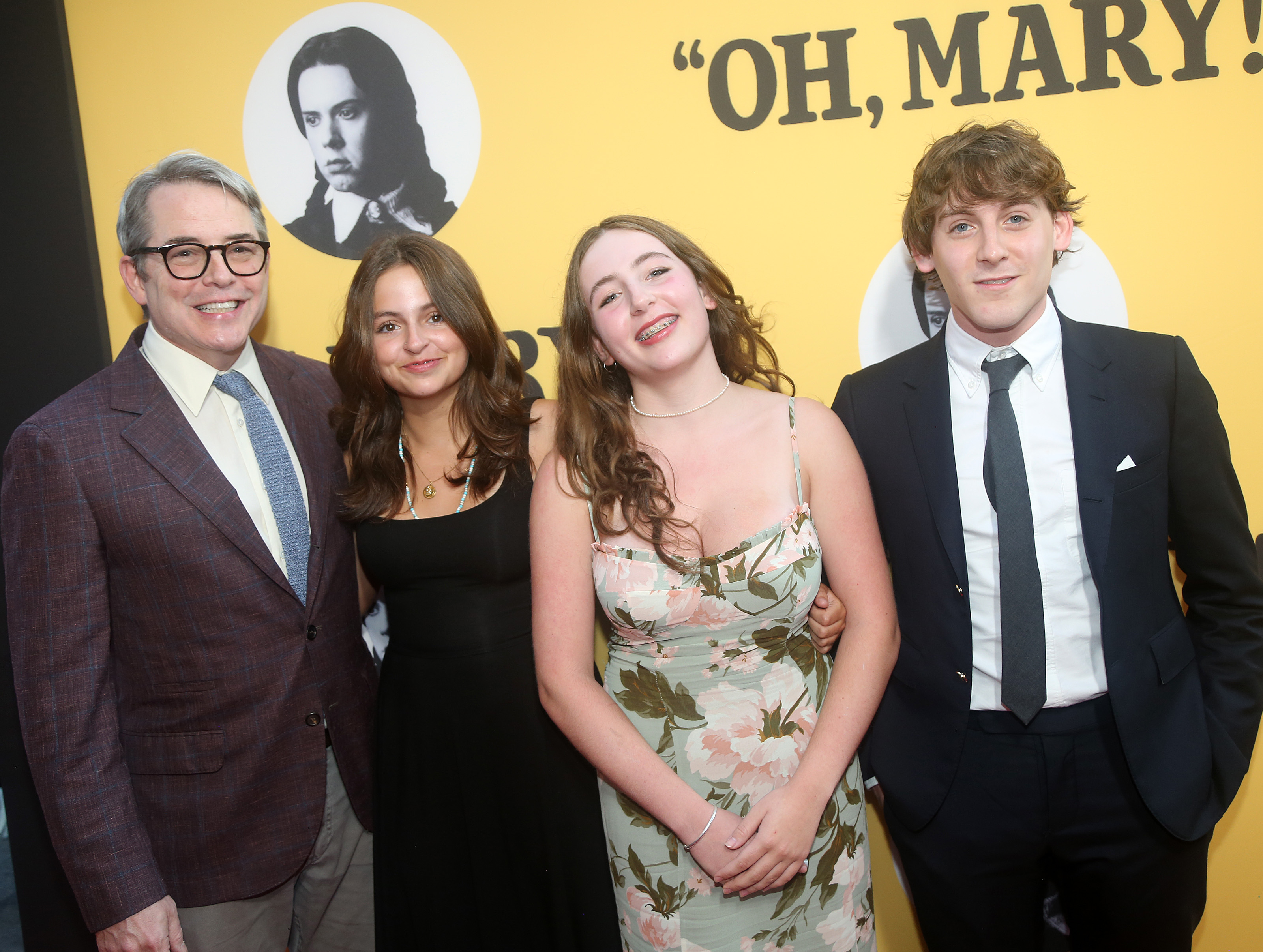 Matthew, Marion, Tabitha, and James Broderick pose at the opening night of "Oh, Mary" on Broadway at The Lyceum Theatre in New York City on July 11, 2024. | Source: Getty Images