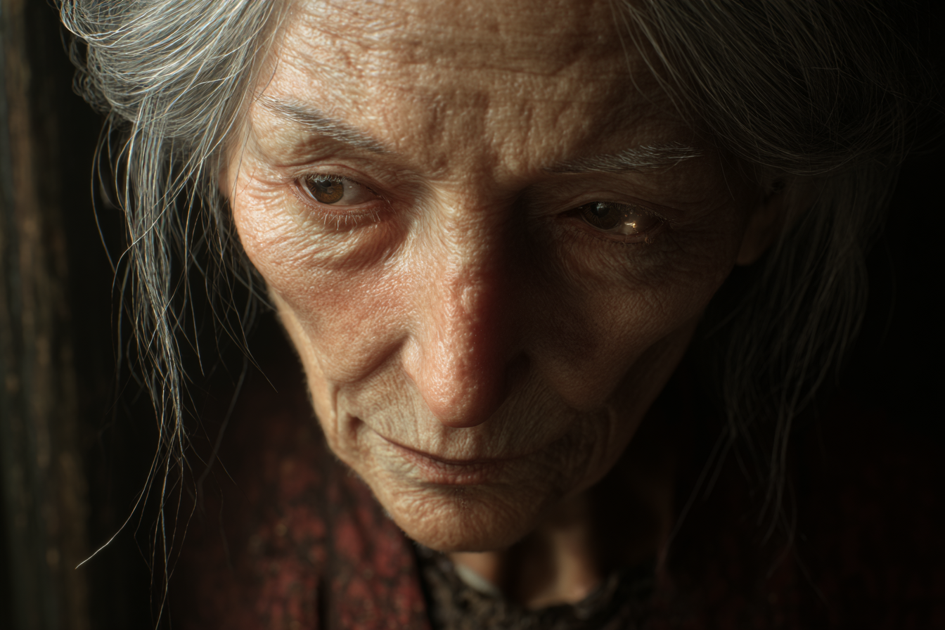 An older woman looking down | Source: Midjourney