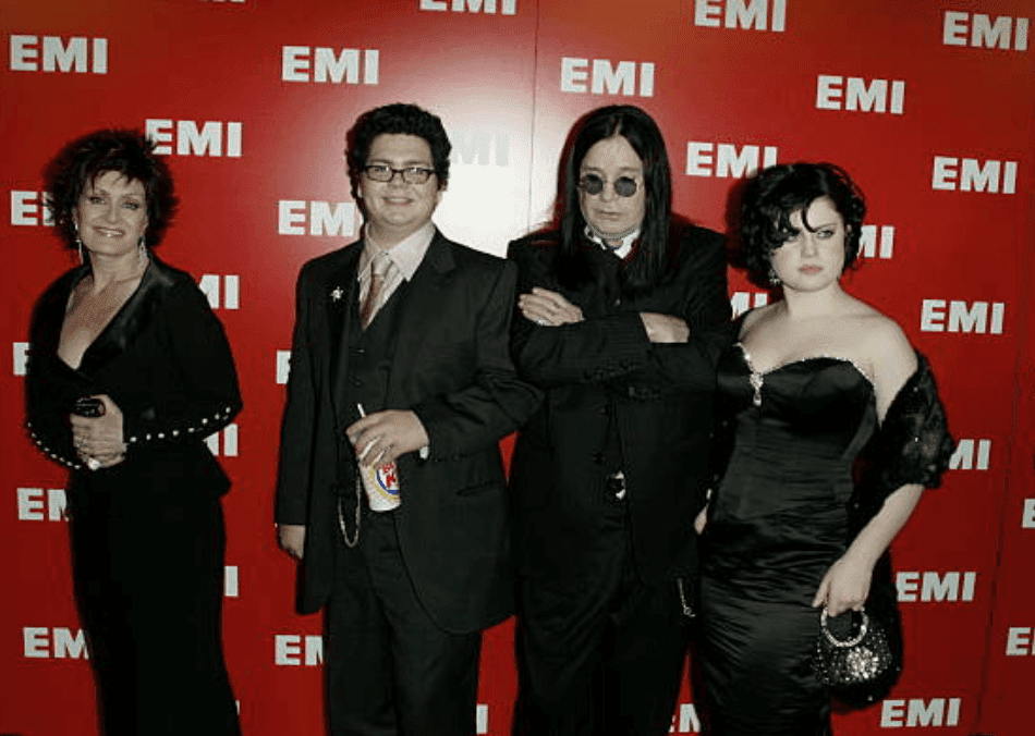 Sharon Osbourne, Jack Osbourne, Ozzy Osbourne and Kelly Osbourne arrive on the red carpet at the EMI Post-Grammy party, at the Los Angeles County Museum of Art | Source: Paul Mounce/Corbis via Getty Images