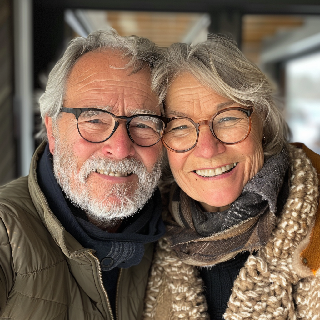 A smiling older couple | Source: Midjourney