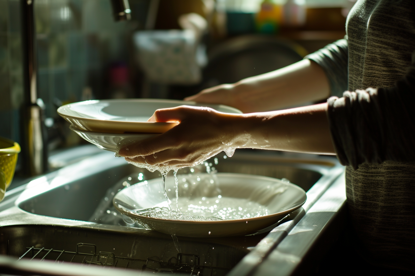 A person washing dishes | Source: Midjourney