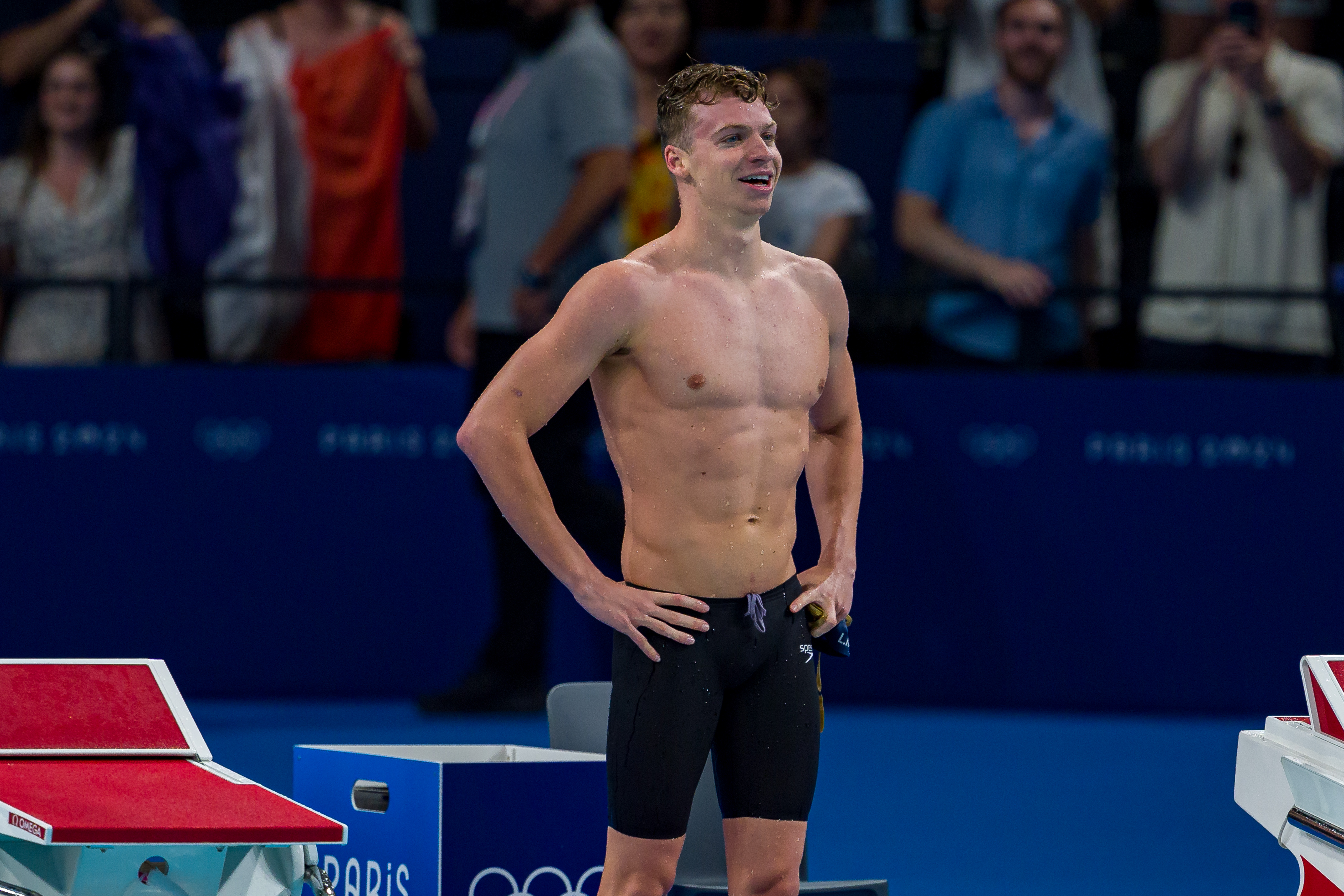 Léon Marchand after winning the Men's 200-meter Breaststroke Final on day five of the Olympic Games Paris 2024 on July 31 in France. | Source: Getty Images