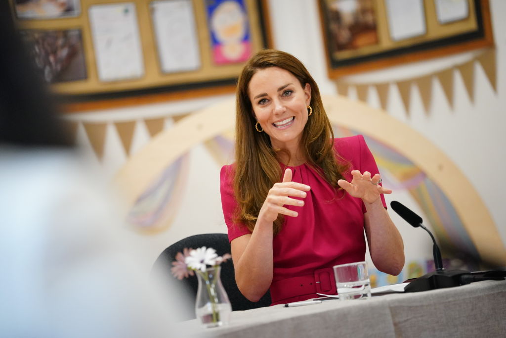 Kate Middleton during a visit to Connor Downs Academy as part of the G7 summit in Cornwall on June 11, 2021, in Hayle, west Cornwall, England. | Source: Getty Images