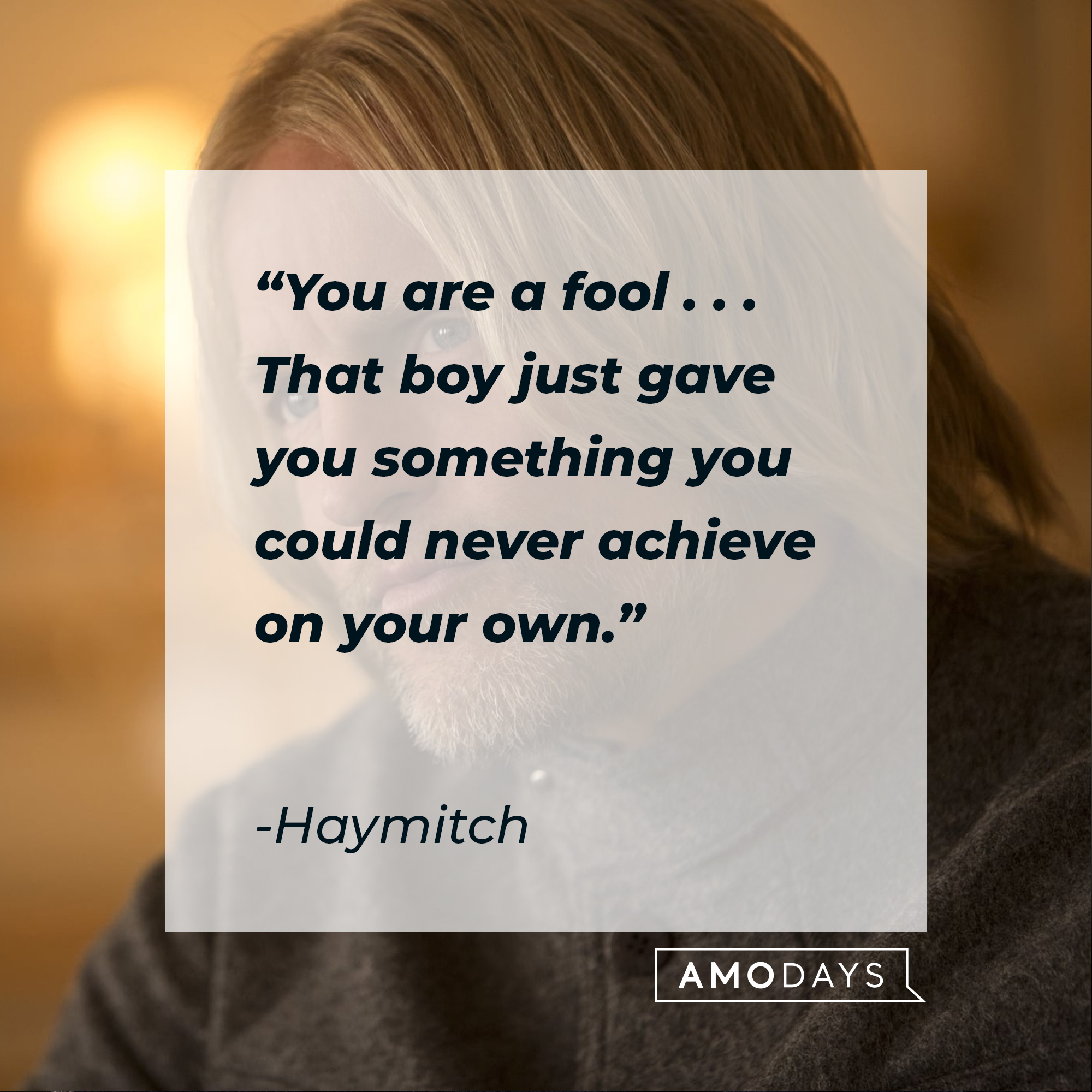 Haymitch's quote: “You are a fool . . . That boy just gave you something you could never achieve on your own.” | Source: facebook.com/TheHungerGamesMovie
