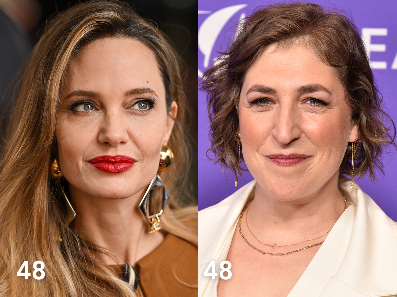 Angelina Jolie in 2024 | Mayim Bialik in 2023 | Source: Getty Images