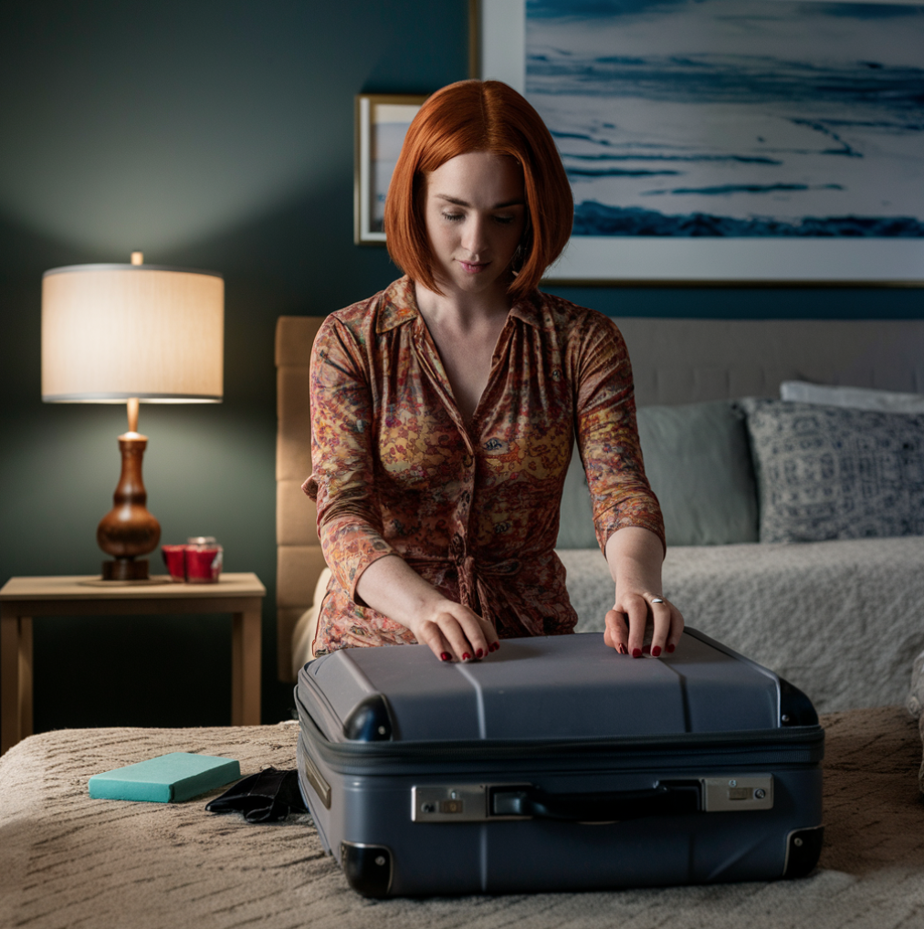 A woman packing a suitcase in the bedroom | Source: Midjourney