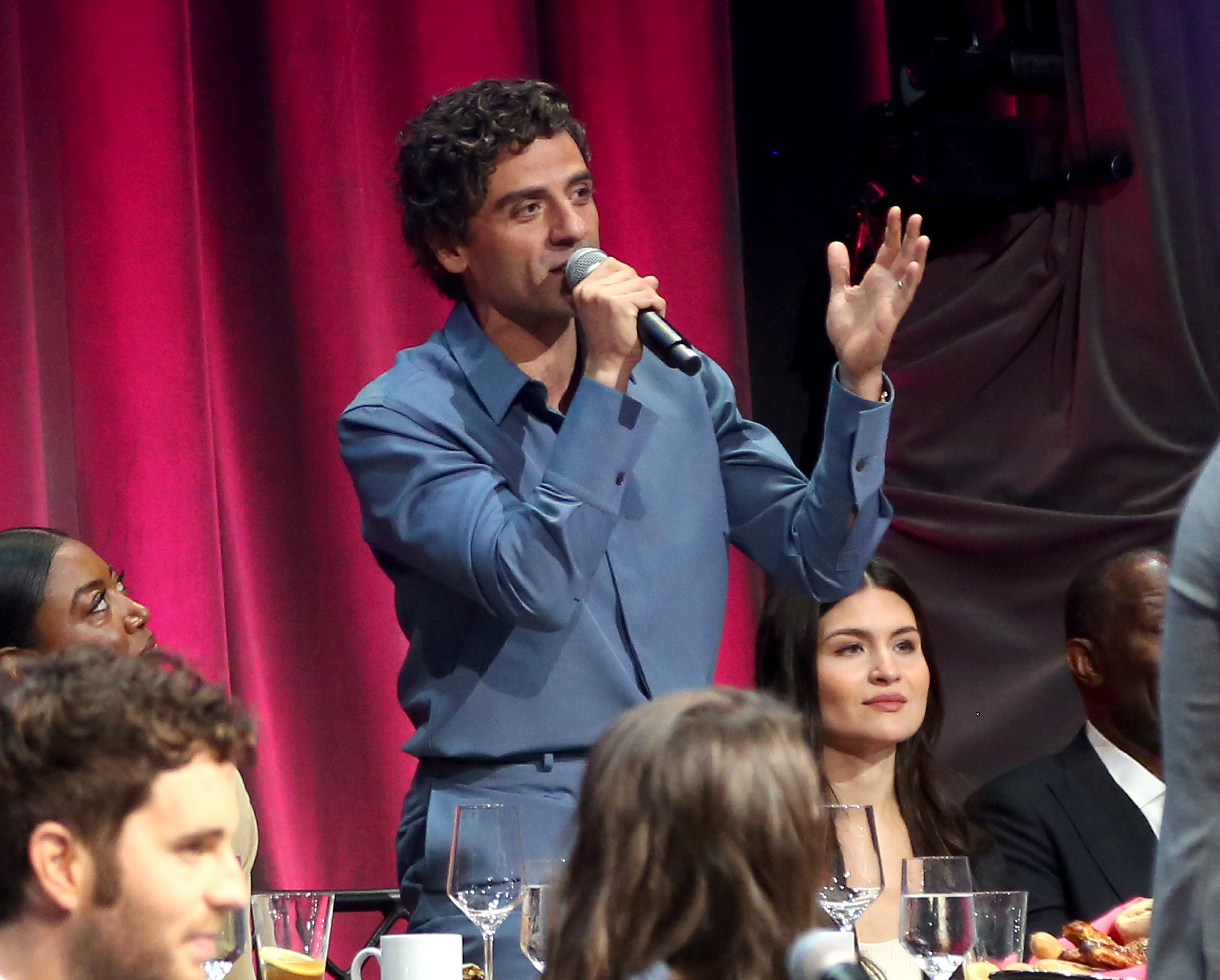 Oscar Isaac speaks during the 89th Annual Drama League Awards at The Ziegfeld Ballroom on May 19, 2023, in New York City. | Source: Getty Images