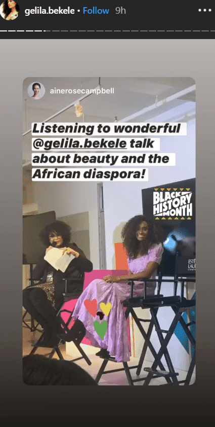 Model and activist, Gelila Bekele giving a speech about African Diaspora | Photo: Instagram/gelilabekele