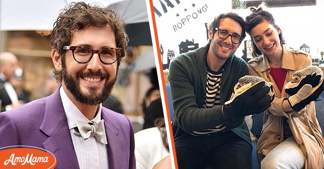 [Left] Josh Groban at the 72nd Annual Tony Awards at Radio City Music Hall on June 10, 2018 in New York City; [Right] Josh Groban and his lover Schuyler Helford holding a hedgehog while smiling. | Source:  Getty Images instagram.com/schuylerhelford 