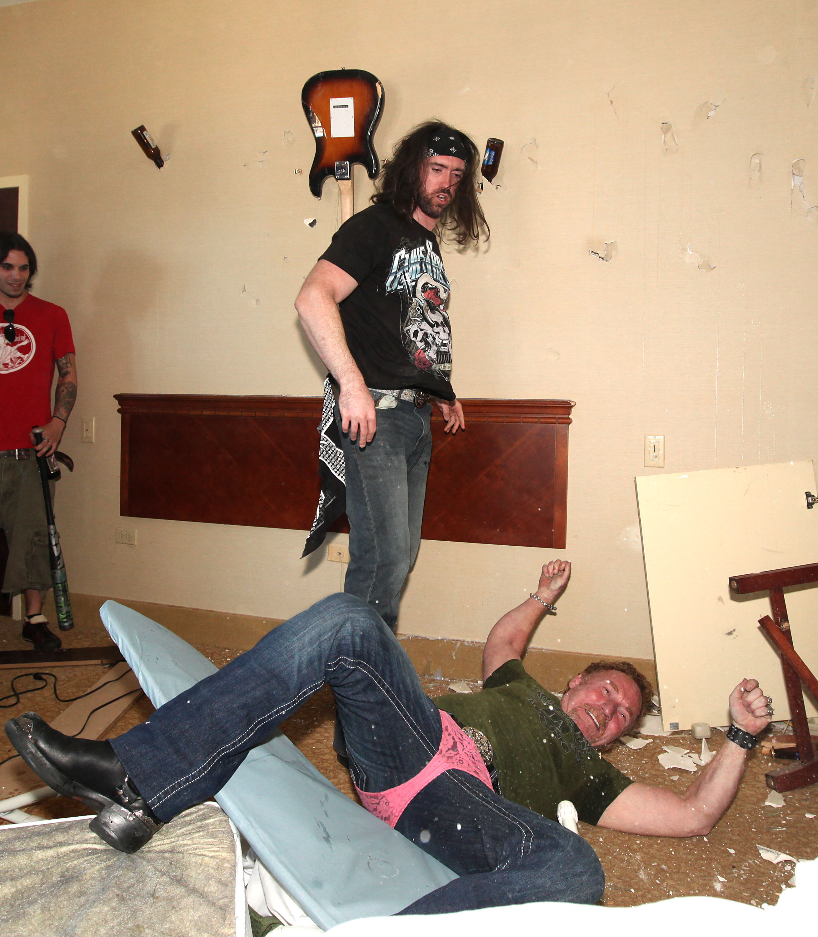 Johnny Klizz of Sinners Saints body slams Danny Bonaduce during the Battle of the Room Trashing Bands at Bally's Atlantic City on Friday June 25, 2010, in Atlantic City, New Jersey. | Source: Getty Images