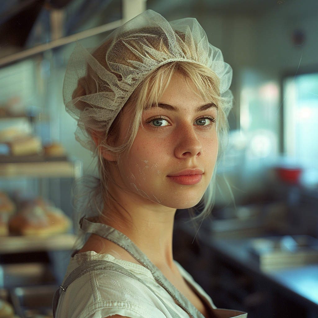 Monica wearing a hairnet | Source: Midjourney