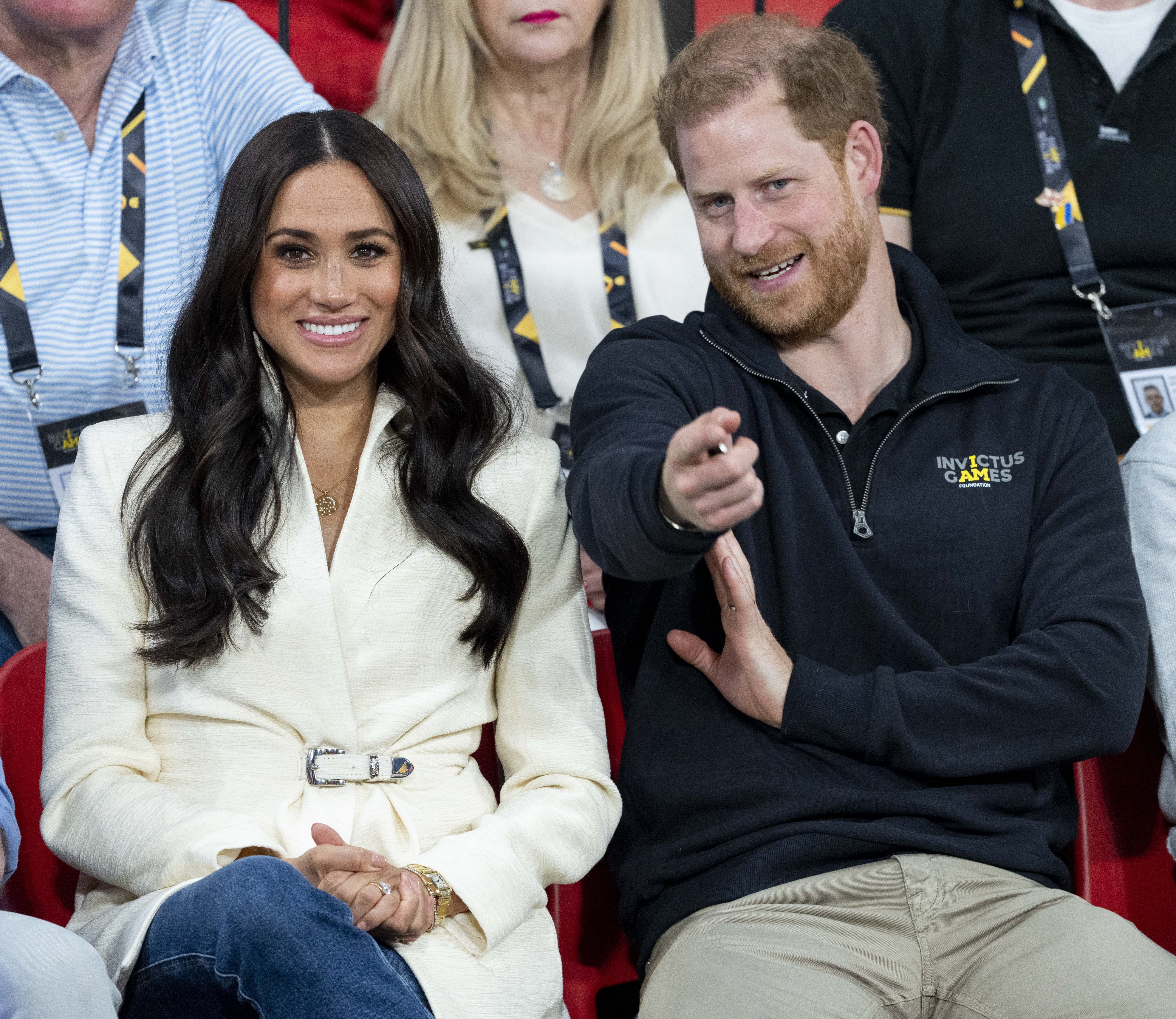 Meghan, Duchess of Sussex and Prince Harry, Duke of Sussex at a sitting volleyball game during the Invictus Games. April 17, 2022 in The Hague, Netherlands. | Source: Getty Images