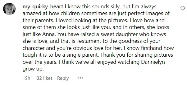 Well-wisher comments on a post written by Larry Birkhead from his joint account with his daughter, Dannielynn.| Source: Instagram/larryanddannielynn