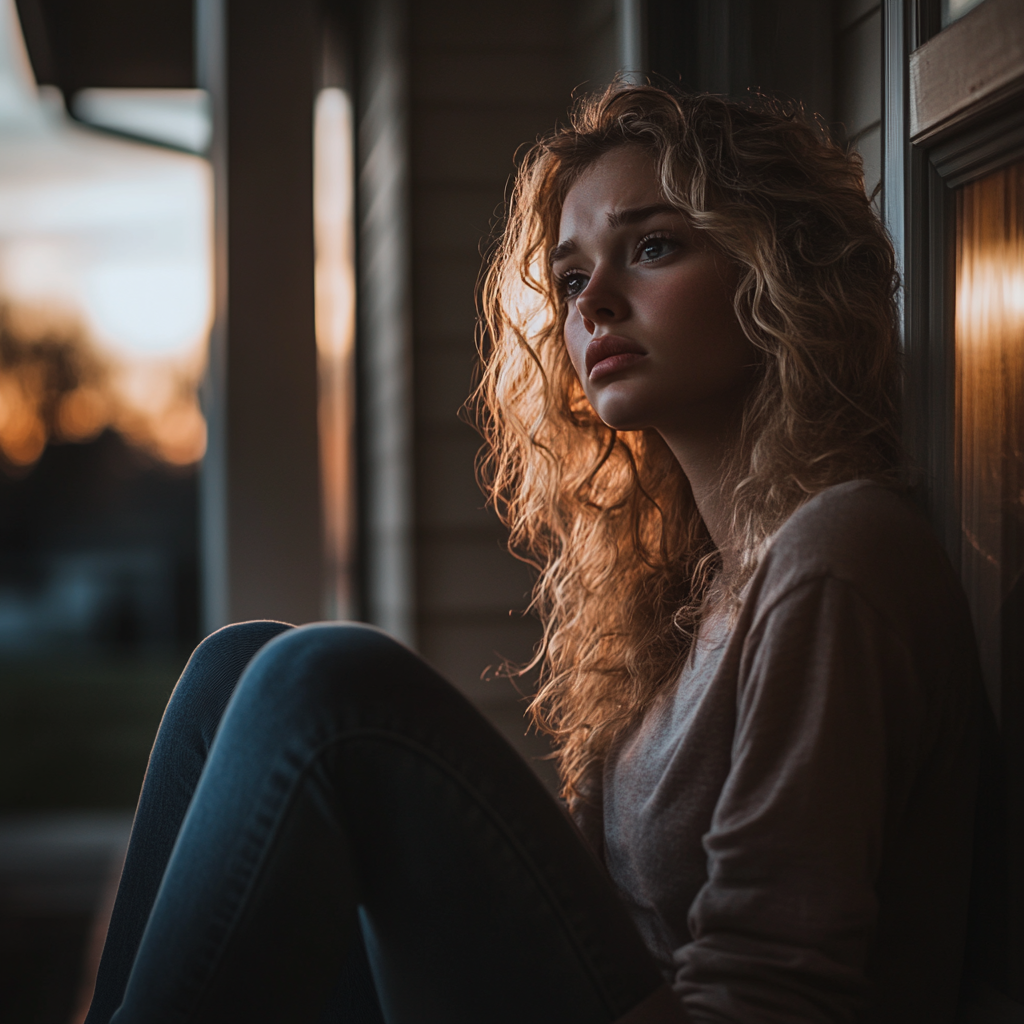 A woman on her porch | Source: Midjourney