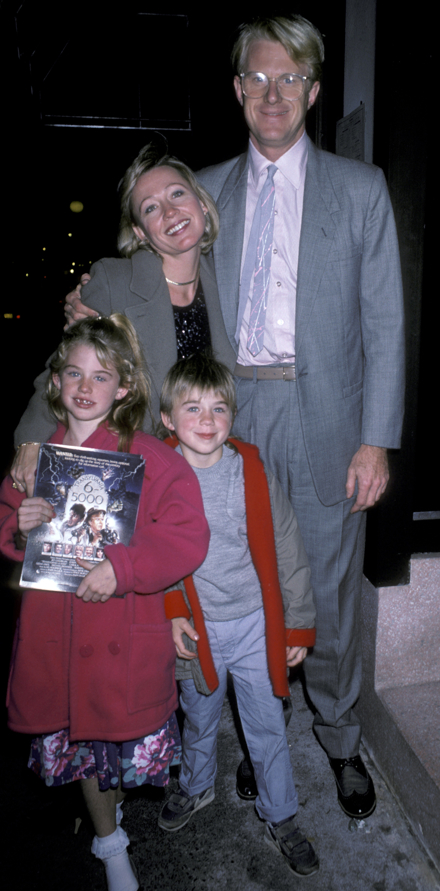 Ingrid Taylor, Ed Begley Jr., Amanda Begley, and Nicholas Taylor Begley pose at the premiere party for "Transylvania 6-5000" on October 30, 1985. | Source: Getty Images