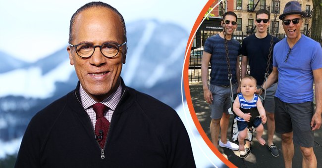 [Left] Lester Holt at the NBC studio; [Right] Lester Holt wtih his sons, Stefan and Cameron and grandchild. | Source:  Getty Images instagram.com/lesterholtnbc