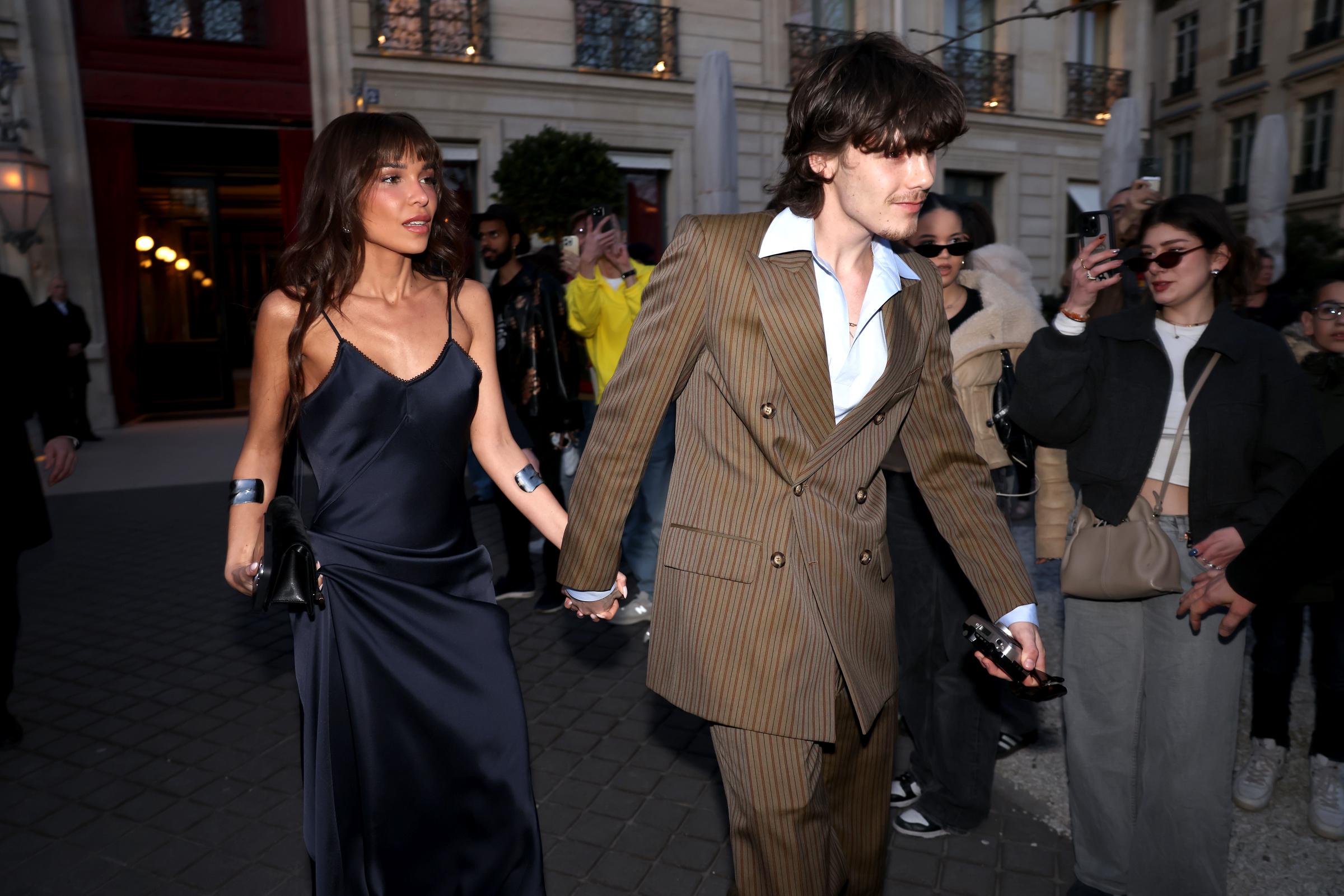 Jackie Apostel and Cruz Beckham during Paris Fashion Week. | Source: Getty Images