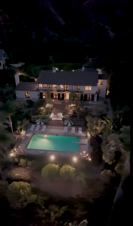 The aereal view at night is another thing of beauty, showing how perfect the property would be for gatherings. | Source: Instagram/weahomes